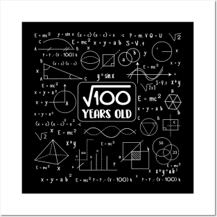 Square Root of 100 10 Year Old Math Lovers 10th Birthday Posters and Art